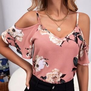 Clasi Floral Print Cold Shoulder Cami Blouse *NWOT*